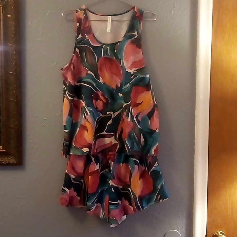 Fabletics Pajama Set Cami Top Large And Tap Shorts XL